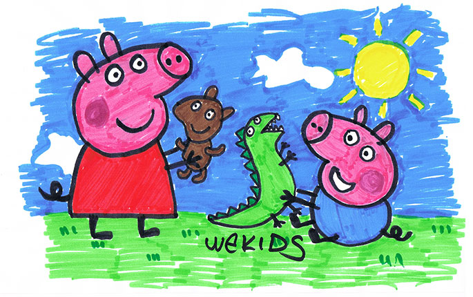 🐽 Dibujar y colorear a Peppa Pig y George Pig - Wekids
